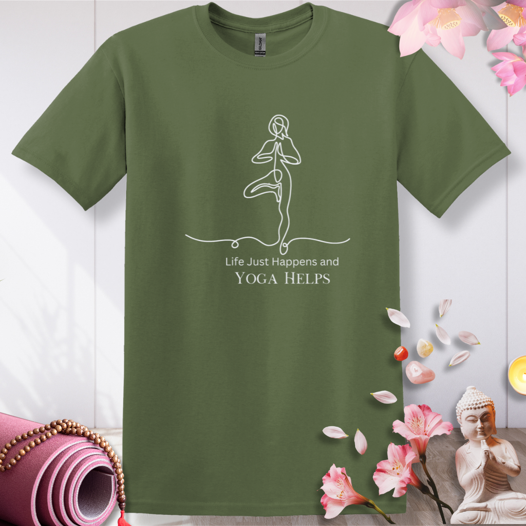 Life Happens, Yoga Helps T-shirt