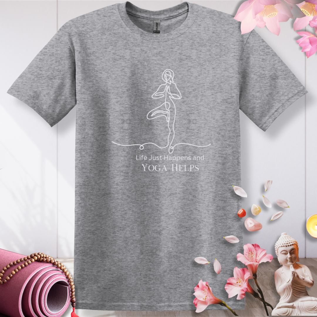 Life Happens, Yoga Helps T-shirt