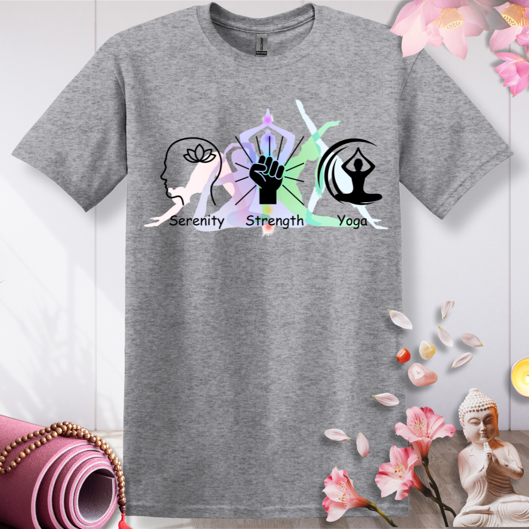 Serenity, Strength and Yoga T-shirt